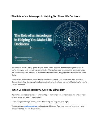 The Role of an Astrologer in Helping You Make Life Decisions