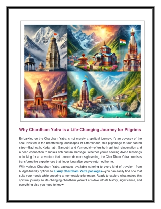 Why Chardham Yatra is a Life changing journey