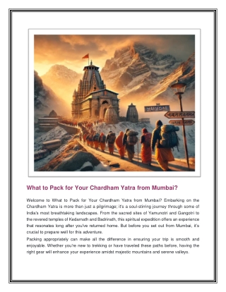 What to Pack for Your Chardham Yatra from Mumbai