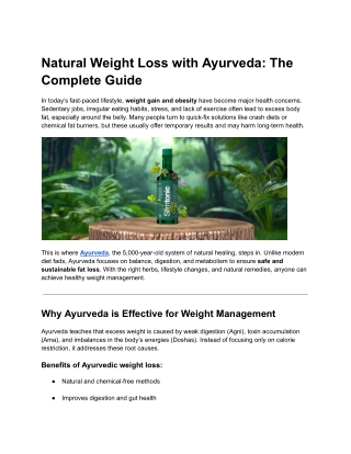 Natural Weight Loss with Ayurveda_ The Complete Guide