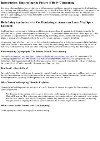 Redefining Aesthetics with CoolSculpting at American Laser Med Spa - Lubbock