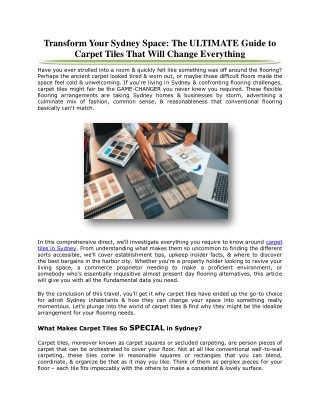 Transform Your Sydney Space The ULTIMATE Guide to Carpet Tiles That Will Change Everything