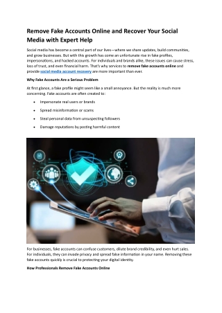 Remove Fake Accounts Online and Recover Your Social Media with Expert Help