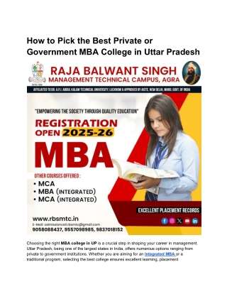How to Pick the Best Private or Government MBA College in Uttar Pradesh