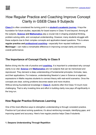 How Regular Practice and Coaching Improve Concept Clarity in GSEB Class 9
