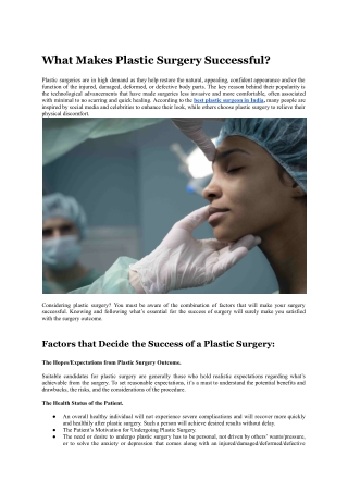 Best plastic surgeon in India