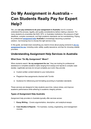Do My Assignment in Australia – Can Students Really Pay for Expert Help
