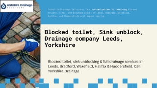 Blocked toilet, Sink unblock, Drainage company Leeds, Yorkshire