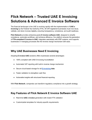 Flick Network – Trusted UAE E Invoicing Solutions & Advanced E Invoice Software
