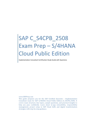 SAP C_S4CPB_2508 Exam Prep – S/4HANA Cloud Public Edition