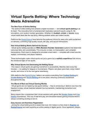 The Future of Digital Betting: Insights from ReddyOriginal