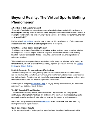 Virtual Gaming Revolution: The New Era of Online Sports Betting