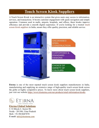 Touch Screen Kiosk Suppliers
