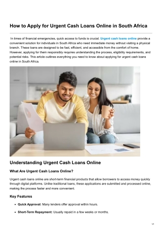 How to Apply for Urgent Cash Loans Online in South Africa