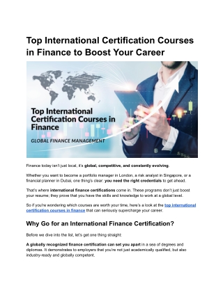 Top International Certification Courses in Finance to Boost Your Career