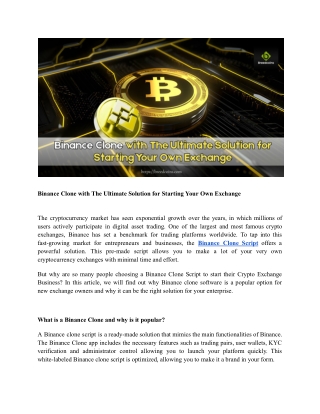 Binance Clone with The Ultimate Solution for Starting Your Own Exchange