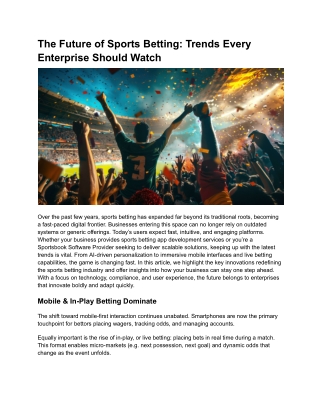 The Future of Sports Betting  Trends Every Enterprise Should Watch