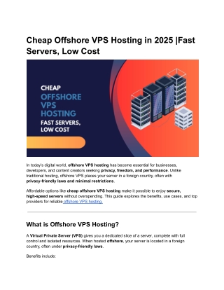 Best Cheap Offshore VPS Hosting 2025 | Private & Reliable Solutions