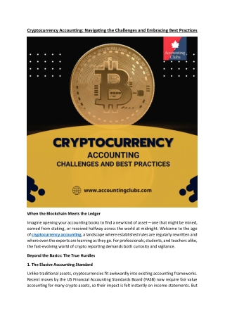 Cryptocurrency Accounting: Navigating the Challenges and Embracing Best Practice