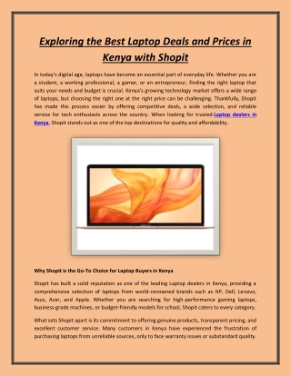 Exploring the Best Laptop Deals and Prices in Kenya with Shopit