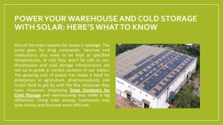 Power Your Warehouse and Cold Storage with Solar Here’s: What to Know