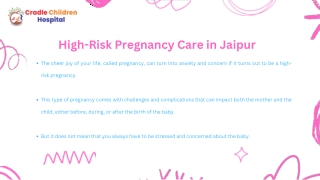 High Risk Pregnancy Care in Jaipur - Cradle Hospital