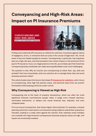 How High-Risk Zones Influence PI Insurance in Conveyancing