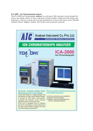 ION Chromatograph Analyser | AICPL | INDIA
