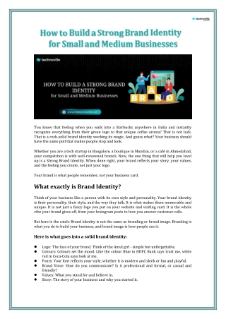 How to Build a Strong Brand Identity for Small and Medium Businesses