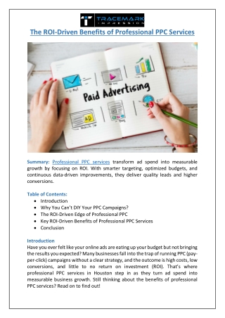 Expert PPC Services in Houston for Higher Conversions | Tracemark Impression