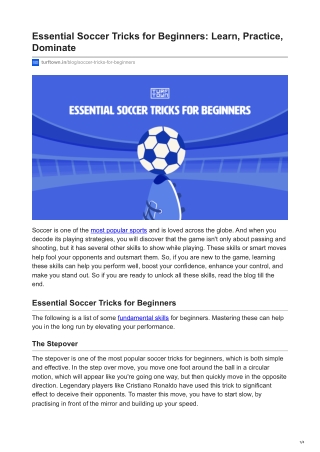 Essential Soccer Tricks for Beginners Learn Practice Dominate