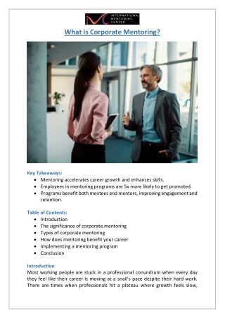 What is Corporate Mentoring?