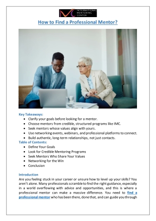 How to Find a Professional Mentor?