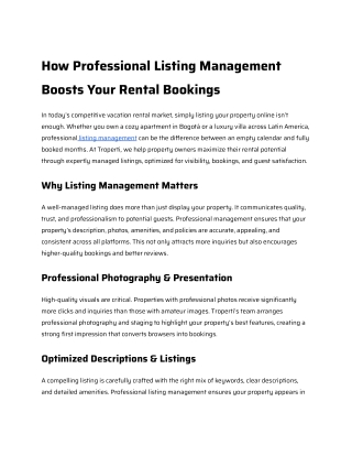 How Professional Listing Management Boosts Your Rental Bookings