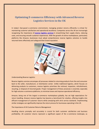 Optimizing E-commerce Efficiency with Advanced Reverse Logistics Services in the