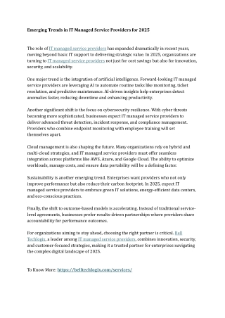 Emerging Trends in IT Managed Service Providers for 2025
