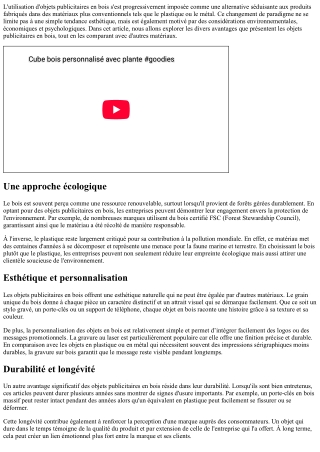 Les avantages des objets publicitaires en bois par rapport aux autres matériaux