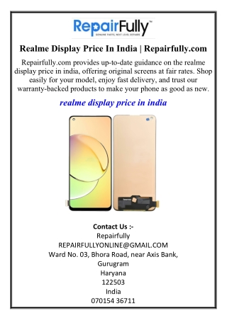 Realme Display Price In India  Repairfully.com