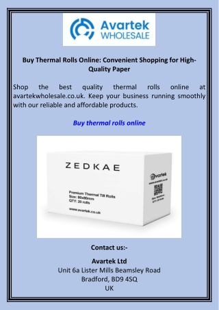 Buy Thermal Rolls Online Convenient Shopping for High-Quality Paper