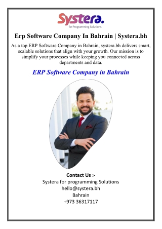 Erp Software Company In Bahrain | Systera.bh