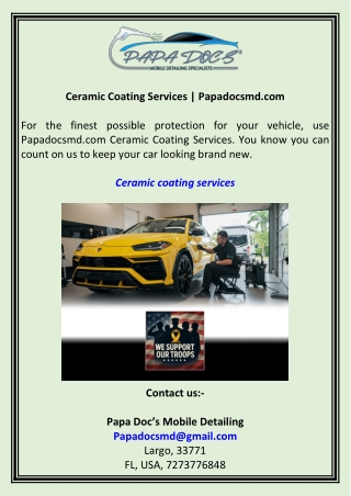 Ceramic Coating Services  Papadocsmd.com