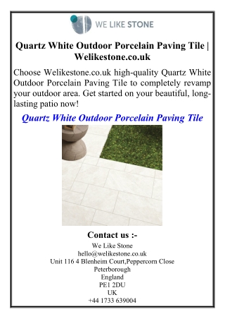 Quartz White Outdoor Porcelain Paving Tile | Welikestone.co.uk