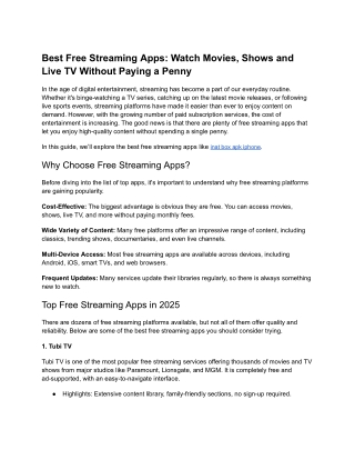 Free Streaming Apps