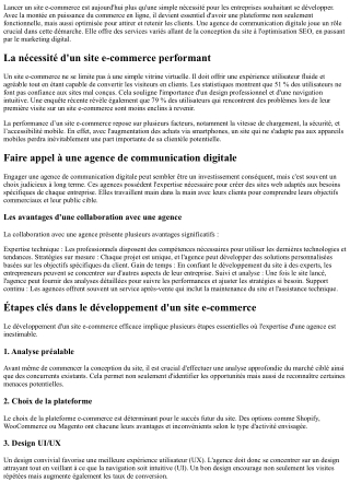 Développer un site e-commerce performant grâce à une agence de communication dig