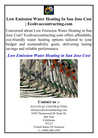 Low Emission Water Heating In San Jose Cost | Ecohvaccontracting.com