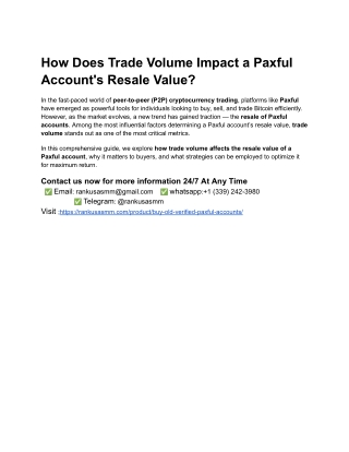How Does Trade Volume Impact a Paxful Account's Resale Value_