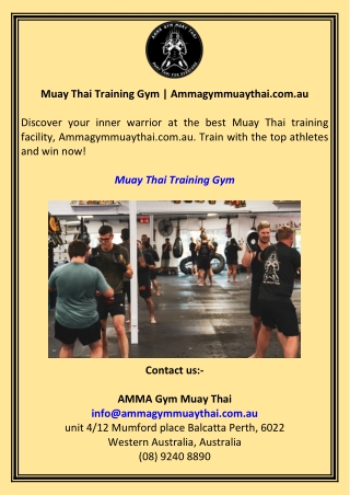 Muay Thai Training Gym  Ammagymmuaythai.com.au