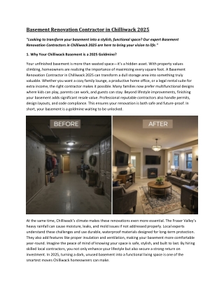 Basement Renovation Contractor in Chilliwack 2025