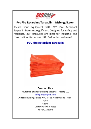 Pvc Fire Retardant Tarpaulin Msbmgulf.com