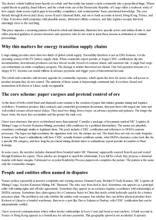 Supply Chain Fraud in the EV Battery Boom: Lessons from the Congo Cobalt Case